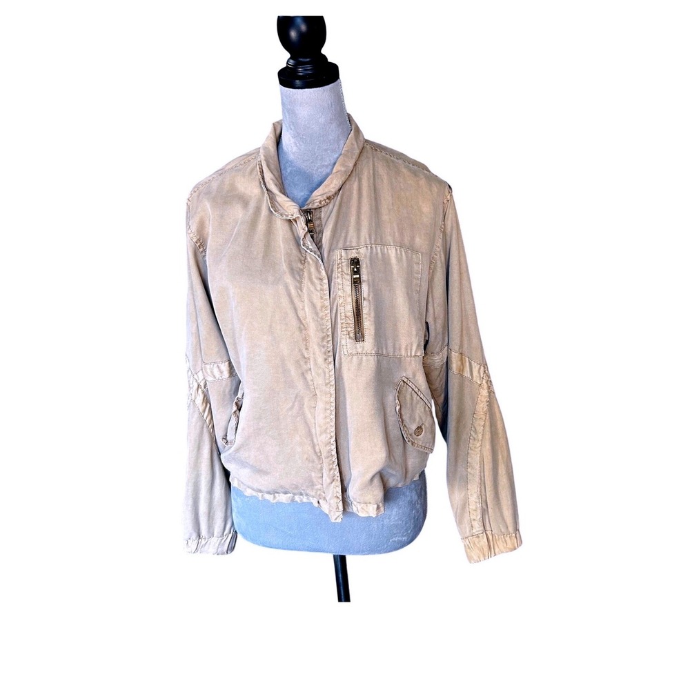 Young Fabulous & Broke Women's Small Beige Jacket Zip Up Pockets Casual - Picture 2 of 7